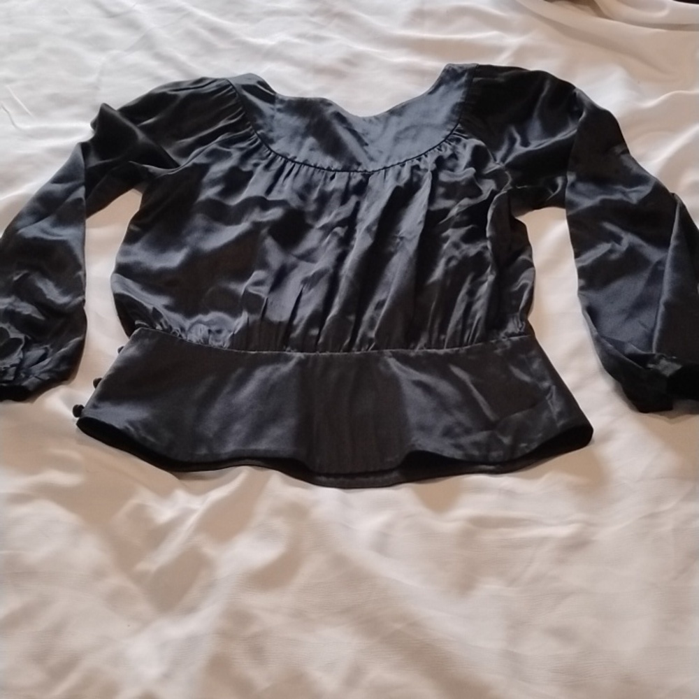 INC International Concepts Woman's Black 100% Silk Blouse, Size: 6P - Picture 7 of 11